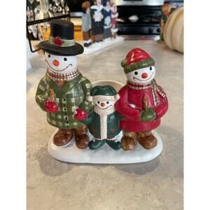 Yankee Candle Jack Frost Snow family Tea Light/toothpick holder Ceramic 6x6x4”